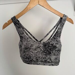 Lululemon athletica Women's Black and Gray Floral Lace Print Sports Bra 8